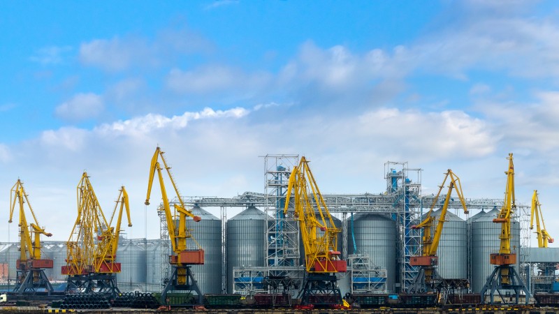 Granary in the Port of Odesa, Ukraine, which is crucial for exporting agricultural products.