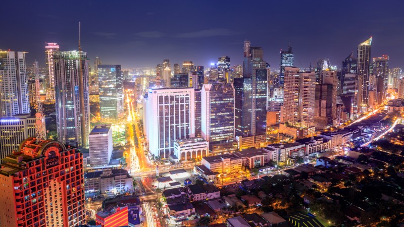 Night view of Makati, the business district in Manila